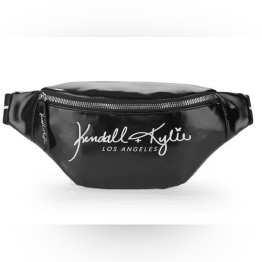 Kendall & Kylie Black Belt Bag/ Fanny Pack with Silver Detailing